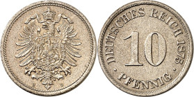 KAISERREICH-Kleinmünzen. 
10&nbsp;Pfennig 1875 B CuNi. Alter Adler. J. 4. . 

vz
