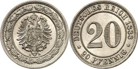 KAISERREICH-Kleinmünzen. 
20&nbsp;Pfennig 1888A CuNi. Alter Adler. J. 6. . 

St