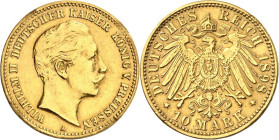 REICHSGOLD. 
PREUSSEN. 
10 Mark 1898 Wilhelm II. J. 251. . 

GOLD brosch.,ss/vz