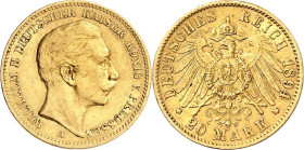 REICHSGOLD. 
PREUSSEN. 
20 Mark 1894 Wilhelm II. J. 252. . 

GOLD ss/vz