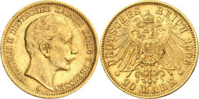 REICHSGOLD. 
PREUSSEN. 
20 Mark 1906 Wilhelm II. J. 252. . 

GOLD vz/ St