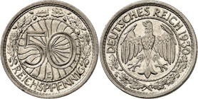 WEIMARER REPUBLIK. 
KURSMÜNZEN. 
50 Reichspfennig 1930E CuNi. J. 324. . 

vz