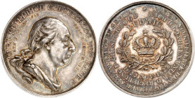 ALTDEUTSCHE LÄNDER und ADEL, 1806-1918. 
BADEN. 
Ludwig Wilhelm August 1818-1830. Medaille 1828 (v. Boltschauser / C.W. Doell) a.d. 100. Geb. Ghg. C...