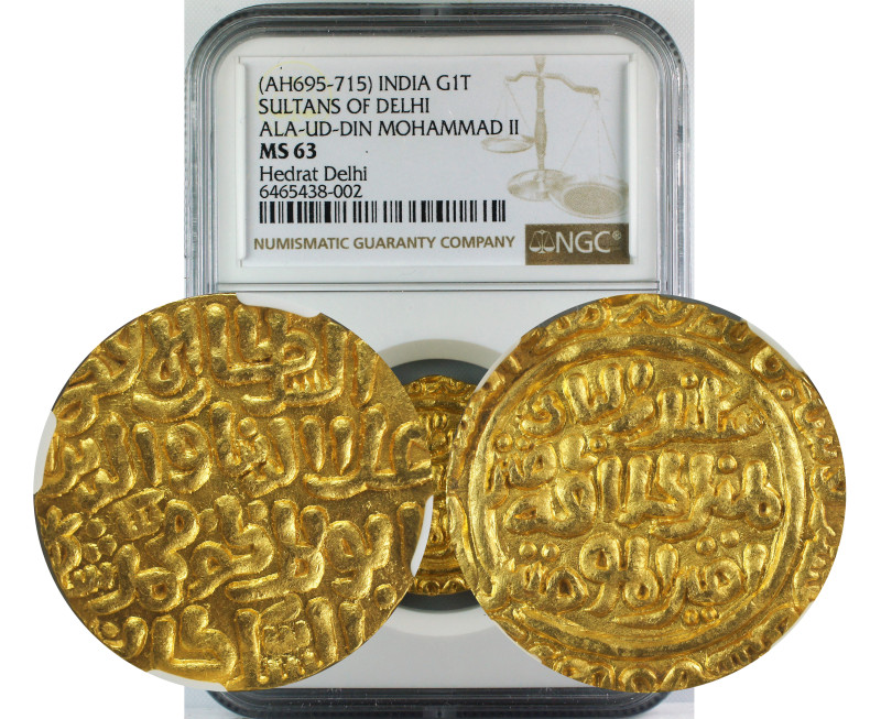AH 695-715 INDIA GOLD TANKA SULTANS OF DELHI ALA-UD-DIN MOHAMMAD II MS63
Delhi ...