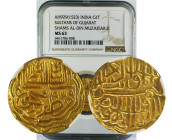 AH 929(1523) INDIA GOLD TANKA SULTANS OF DELHI GUJARAT SHAMS AL-DIN MUZAFFAR II MS63