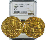 AH 971(1564) INDIA GOLD MOHUR MUGHAL-AKBAR AGRA AU53