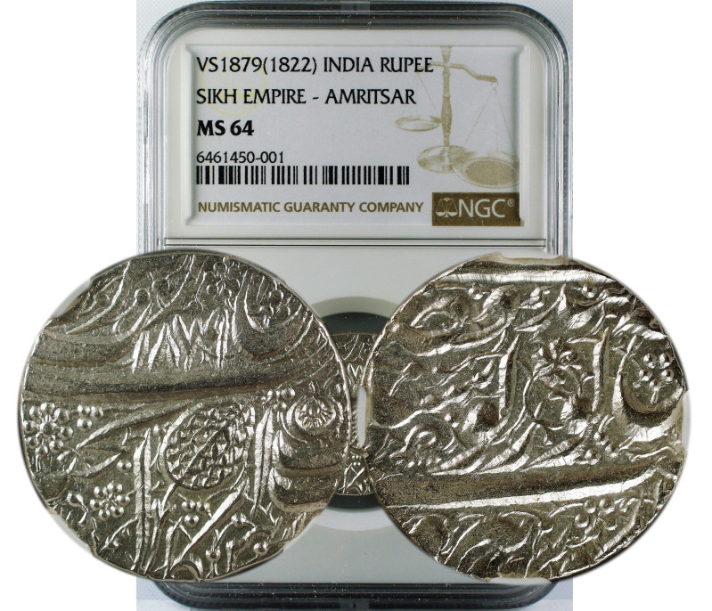 VS 1879(1822) INDIA RUPEE SIKH EMPIRE-AMRITSAR MS64
Independent Kingdoms, Sikh ...