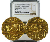 AH 1135//2 INDIA GOLD MOHUR GWALIOR-FROZEN DATE MUHAMMAD SHAH MS64