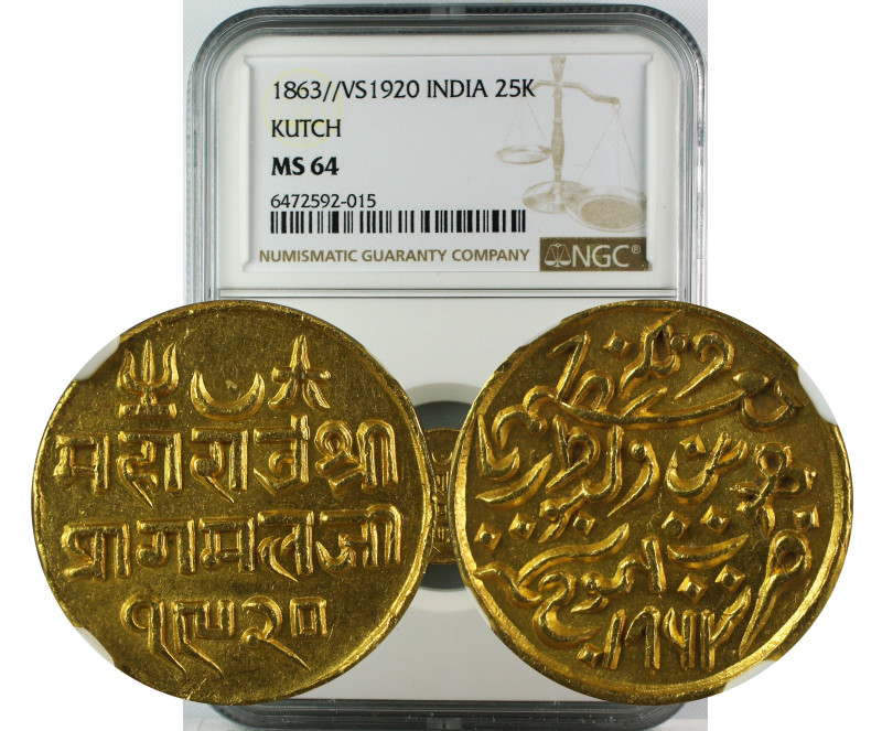1863//VS1920 INDIA 25K KUTCH MS64
Indian Princely States, Kutch State, Pragmalj...