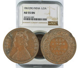 1862 (M) INDIA 1/2ANNA AU55 BN
