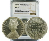 1887 B INDIA RUPEE MS63