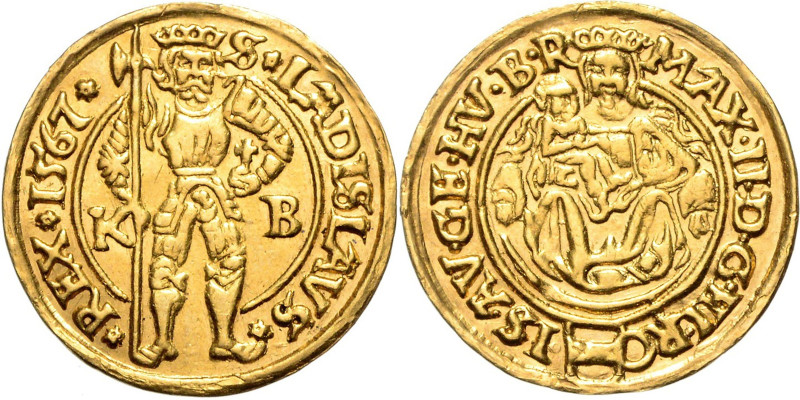 MAXIMILIAN II (1564 - 1576)&nbsp;
1 Ducat, 1567, KB, 3,51g, Husz 973, KB. Husz ...