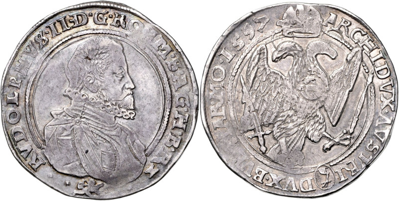 RUDOLF II (1576 - 1612)&nbsp;
1 Thaler, 1597, Kutna Hora, 29g, Dav 8079, Kutna ...