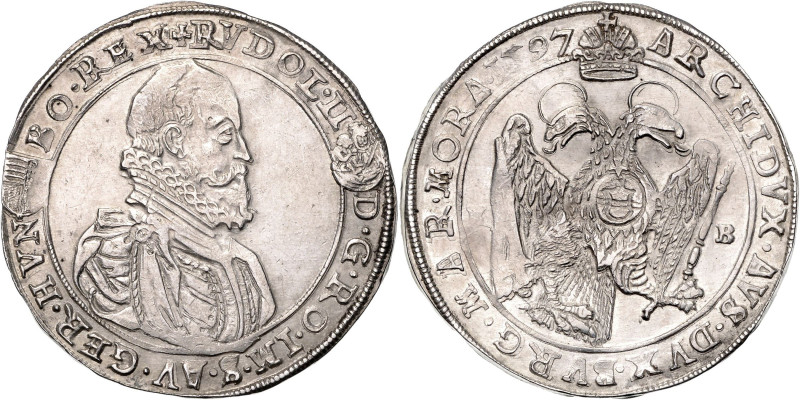 RUDOLF II (1576 - 1612)&nbsp;
1 Thaler, 1597, KB, 28,27g, Husz 1030, KB. Husz 1...