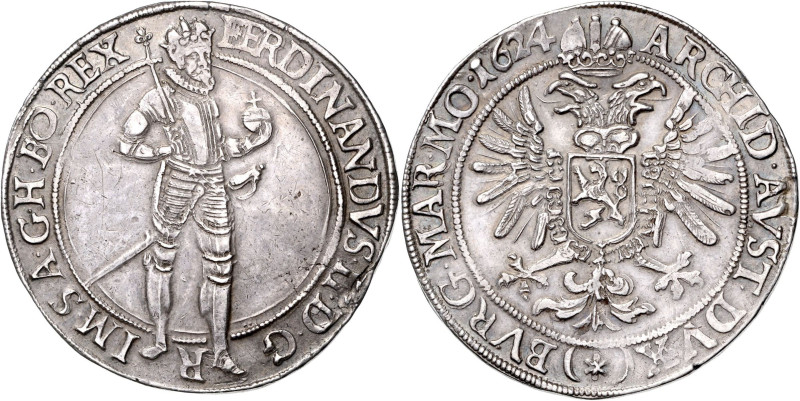 FERDINAND II (1617 - 1637)&nbsp;
1 Thaler, 1624, Kutna Hora, 28,7g, Dav 3143, K...