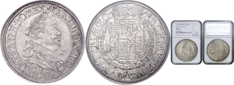 FERDINAND II (1617 - 1637)&nbsp;
1 Thaler, 1636, Graz, Dav. 3111, Graz. Dav. 31...