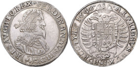 FERDINAND III (1637 - 1657)&nbsp;
1 Thaler, 1648, Wien, 28,55g, Her 381, Wien. Her 381&nbsp;

EF | EF