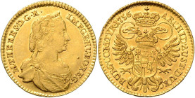MARIA THERESA (1740 - 1780)&nbsp;
1 Ducat, 1756, Wien, 3,47g, Her 92, Wien. Her 92&nbsp;

about UNC | about UNC