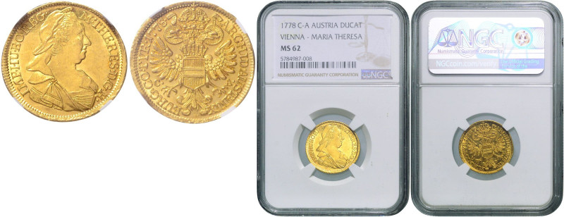 MARIA THERESA (1740 - 1780)&nbsp;
1 Ducat, 1778, C-A, Her 117, C-A. Her 117&nbs...