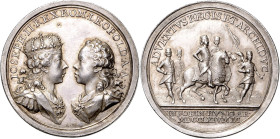 MARIA THERESA (1740 - 1780)&nbsp;
Silver medal Visit of Joseph II and Leopold (II) to the Mining Towns of Upper Hungary, 1764, 17,3g, 37 mm, Ag 900/1...