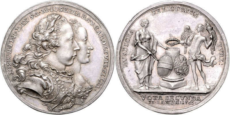 MARIA THERESA (1740 - 1780)&nbsp;
Silver medal Wedding of Joseph II and Maria J...