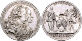 MARIA THERESA (1740 - 1780)&nbsp;
Silver medal Wedding of Joseph II and Maria Josepha of Bavaria, 1765, 6,39g, 28 mm, Ag 990/1000, Mont 1938, 28 mm, ...