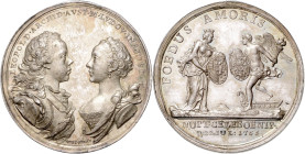 MARIA THERESA (1740 - 1780)&nbsp;
Silver medal Wedding of Leopold II and Maria Luisa, 1765, 26,24g, 40 mm, Ag 900/1000, Mont 1944, 40 mm, Ag 900/1000...