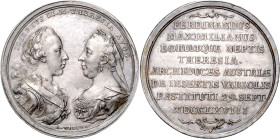 MARIA THERESA (1740 - 1780)&nbsp;
Silver medal Recovery of Archdukes Ferdinand and Maximilian and Archduchess Teresa from Smallpox, 1768, 25,94g, 40 ...
