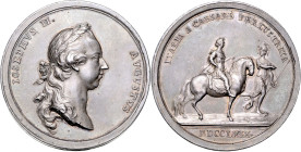 MARIA THERESA (1740 - 1780)&nbsp;
Silver medal To commemorate the Visit of Joseph II. to Italy, 1769, 43,88g, 49 mm, Ag 900/1000, Kraft, Mont 1996, 4...