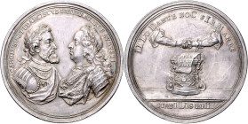 FRANCIS I STEPHEN (1740 - 1765)&nbsp;
Silver medal 200th Anniversary of the Peace of Augsburg, b. l. , 29,12g, 45 mm, Ag 900/1000, P. P. Werner, Scha...