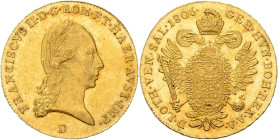 FRANCIS II / I (1792 - 1806 - 1835)&nbsp;
1 Ducat, 1806, D, 3,49g, Früh 26, D. Früh 26&nbsp;

EF | EF