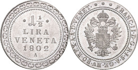 FRANCIS II / I (1792 - 1806 - 1835)&nbsp;
1 1/2 Lira Veneta, 1802, A, 10,8g, Her 582, A. Her 582&nbsp;

about UNC | about UNC