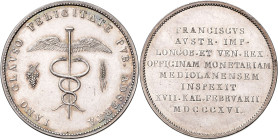 FRANCIS II / I (1792 - 1806 - 1835)&nbsp;
Silver medal To commemorate the Visit of the Emperor to the Milan Mint, 1816, 25,32g, 37 mm, Ag 900/1000, M...