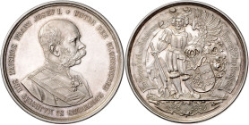 FRANZ JOSEPH I (1848 - 1916)&nbsp;
Silver medal To commemorate the 300th Anniversary of the Troppau Shooting Society Shooting Festival, 1893, 24,04g,...