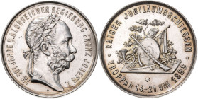 FRANZ JOSEPH I (1848 - 1916)&nbsp;
Silver medal To commemorate the 300th Anniversary of the Troppau Shooting Society Shooting Festival, 1898, 11,46g,...