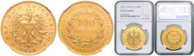 AUSTRIA&nbsp;
100 Kronen, 1923, AMK 2, AMK 2&nbsp;

PROOF , NGC PL 63 CAMEO