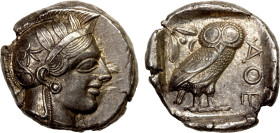 ATTICA: Athens, AR tetradrachm (17.22g), 440-404 BC, S-2526, HGC-4/1597, helmeted head of Athena right // owl standing right with head facing, olive s...