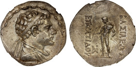 BACTRIA: Eukratides II Soter, ca. 145-140 BC, AR tetradrachm (16.77g), Bop-1L, HGC-12/161, diademed and draped bust right // Apollo standing facing wi...