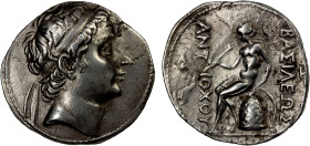 SELEUKID KINGDOM: Antiochos III 'the Great', 222-187 BC, AR tetradrachm (16.74g), perhaps Laodicea ad Mare, SC-1074.1, diademed head right // Apollo s...