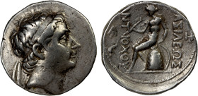 SELEUKID KINGDOM: Antiochos III 'the Great', 222-187 BC, AR tetradrachm (16.75g), perhaps Laodicea ad Mare, SC-1074.1, diademed head right // Apollo s...