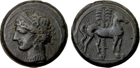 CARTHAGE: First Punic War, 264-241 BC, BI dishekel (12.02g), SNG Copenhagen-191, issued during the First Punic War, wreathed head of Tanit left // hor...