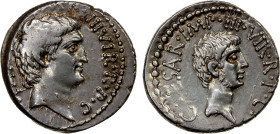 ROMAN IMPERATORIAL PERIOD: Mark Antony & Octavian, AR denarius (3.94g), travelling military mint in Italy, 40-39 BC, Crawford-528/2b, Sydenham-1193a, ...