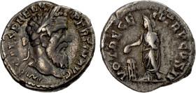 ROMAN EMPIRE: Pertinax, January-March 193, AR denarius (3.43g), Rome, RIC-13a, laureate head right, IMP CAES P HELV PERTIN AVG // Pertinax standing le...