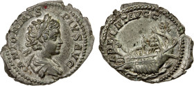 ROMAN EMPIRE: Caracalla, 198-217 AD, AR denarius (3.28g), Rome, 201-206 AD, RIC-120, laureate and draped bust right, ANTONINVS PIVS AVG // galley left...
