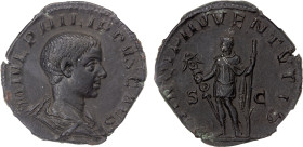 ROMAN EMPIRE: Philip II, as caesar, 244-249 AD, AE sestertius (20.18g), Rome, RIC-258, bare and draped bust right, M IVL PHILIPPVS CAES // Philip II s...