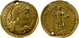 ROMAN EMPIRE: Valentinian, 364-375 AD, AV solidus (4.42g), Antioch, 364-367 AD, RIC-2A, pearl-diademed, draped and cuirassed bust right, D N VALENTINI...