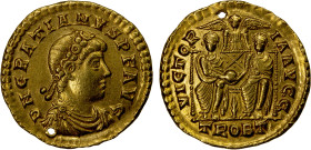 ROMAN EMPIRE: Gratian, 367-383 AD, AV solidus (4.45g), Treveri (Trier), 367-375 AD, RIC-17G, rosette-diademed, draped and cuirassed bust right, D N GR...