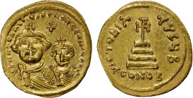BYZANTINE EMPIRE: Heraclius, 610-641, AV solidus (4.50g), Constantinople, S-738, busts of Heraclius left and his son Heraclius Constantine right, both...