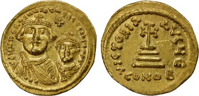 BYZANTINE EMPIRE: Heraclius, 610-641, AV solidus (4.47g), Constantinople, S-738, busts of Heraclius left and his son Heraclius Constantine right, both...