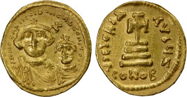 BYZANTINE EMPIRE: Heraclius, 610-641, AV solidus (4.48g), Constantinople, S-738, busts of Heraclius left and his son Heraclius Constantine right, both...